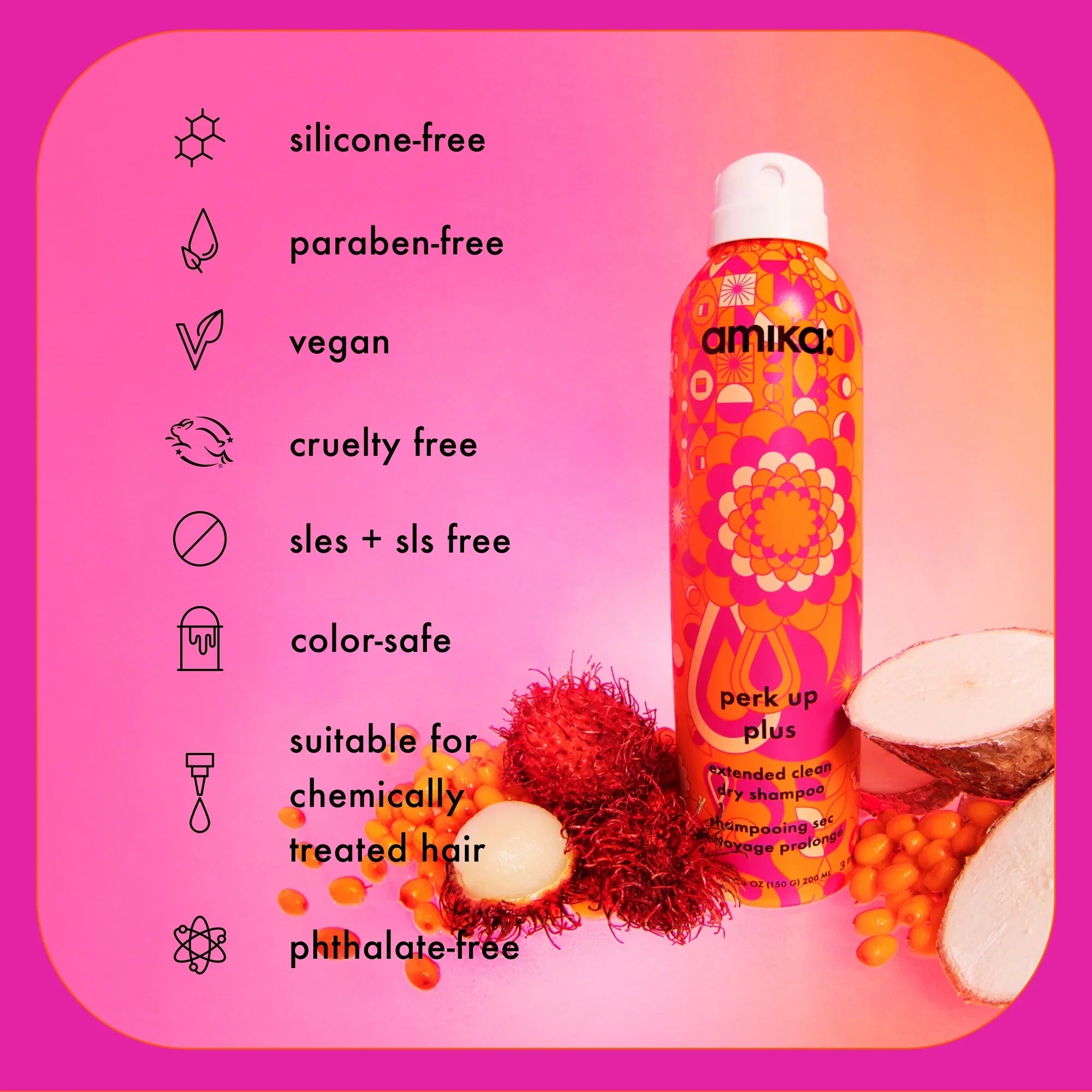 refresh, prep + mist set amika:aura hair + body mist, perk up plus dry shampoo, superfruit star styling oil