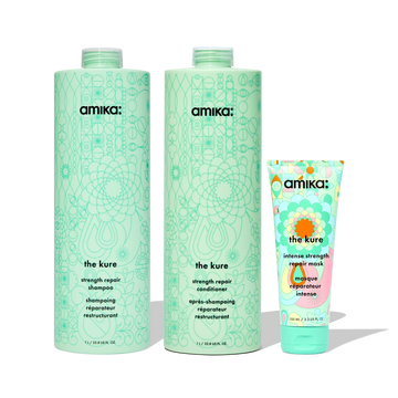 super-sized strength repair set the kure shampoo, conditioner + mask