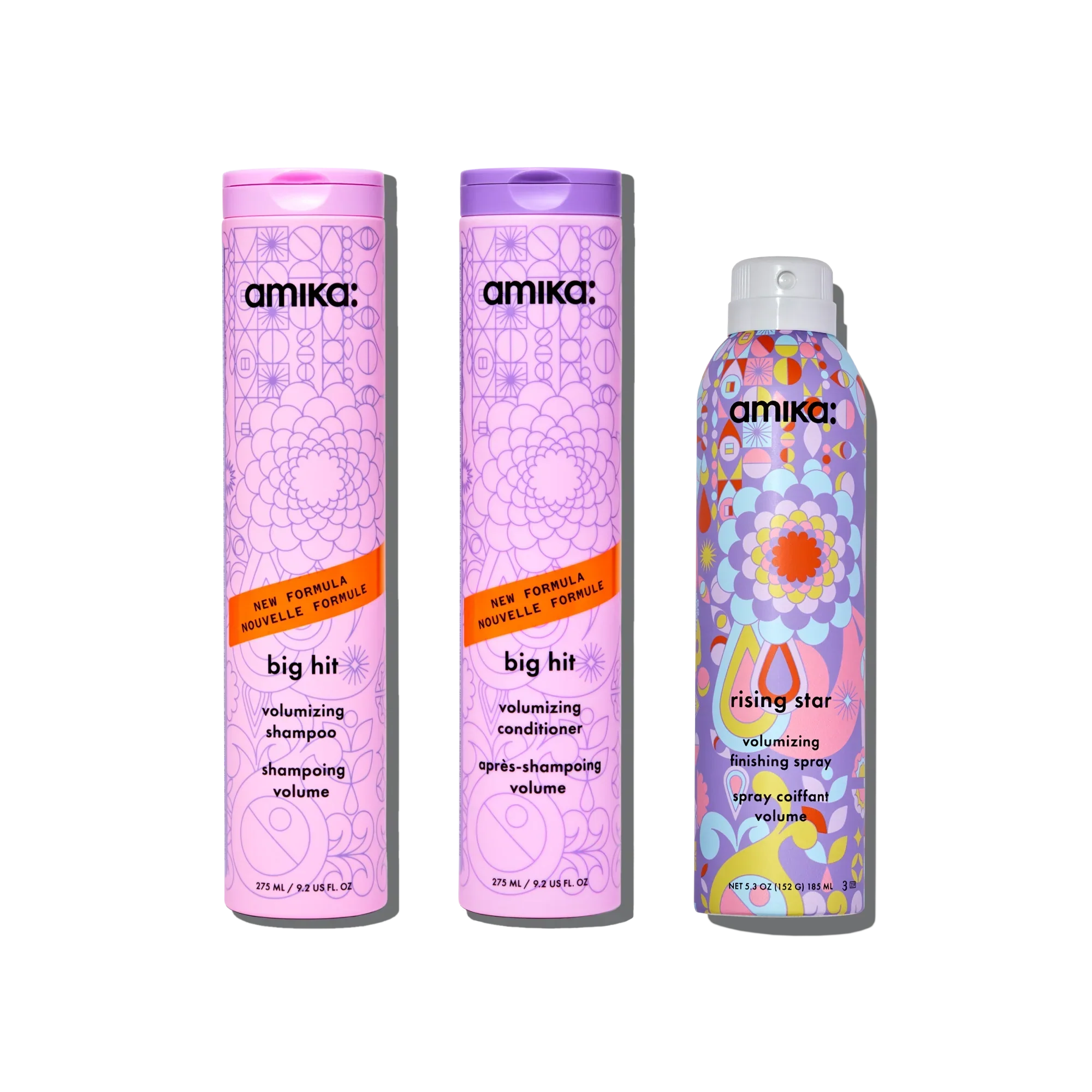 iconic volume wash + style set big hit volumizing shampoo + conditioner + rising star volumizing spray