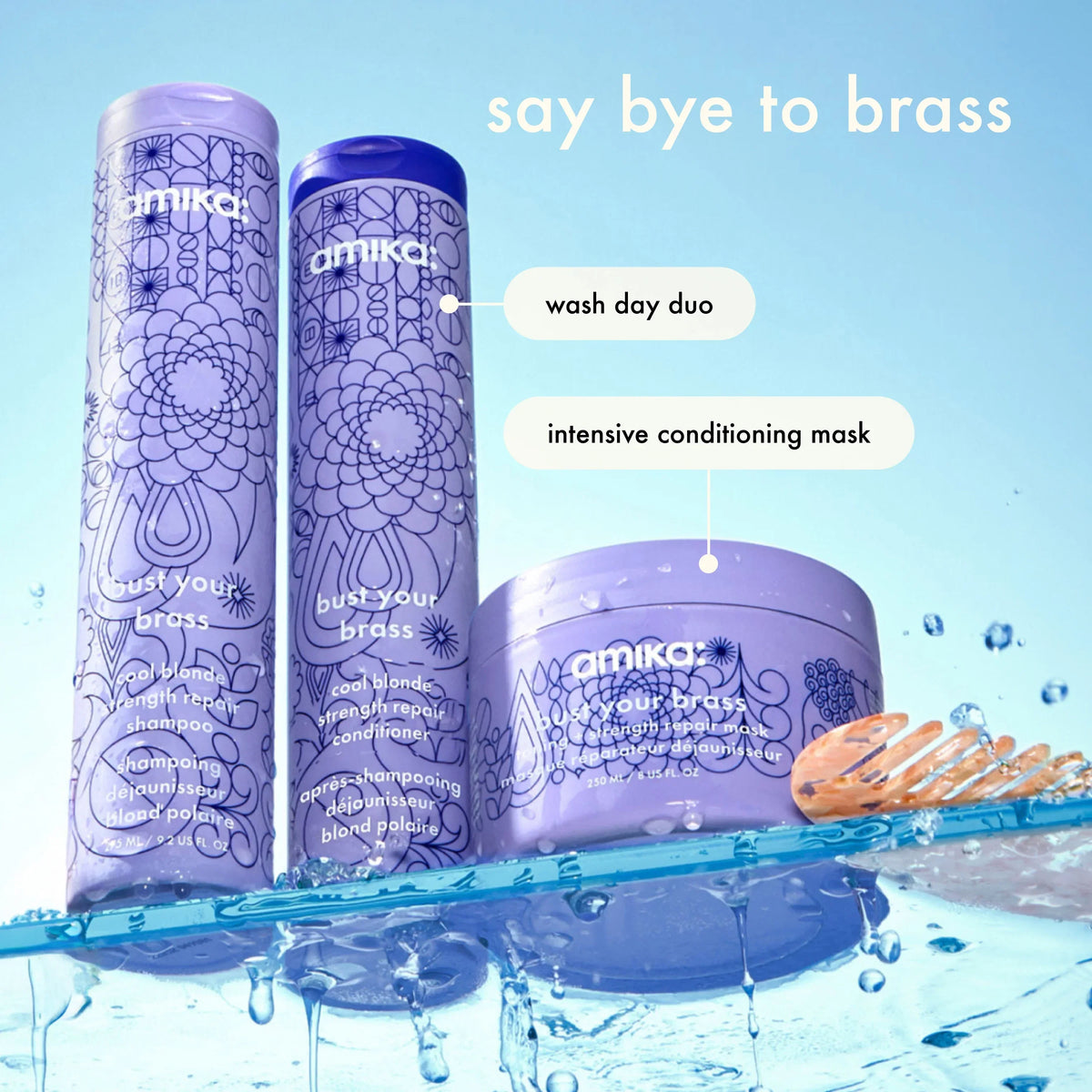bust your brass cool blonde strength repair shampoo - 9.2 oz / 275 ml