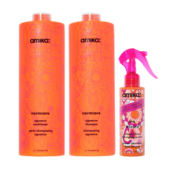 super-sized signature set normcore nourishing shampoo + conditioner + the wizard silicone-free detangling primer (silicone free wizard)
